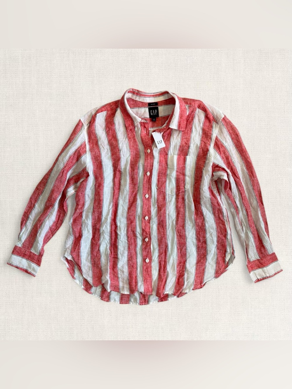 GAP Red & White Vertical Stripe Button-Down Shirt